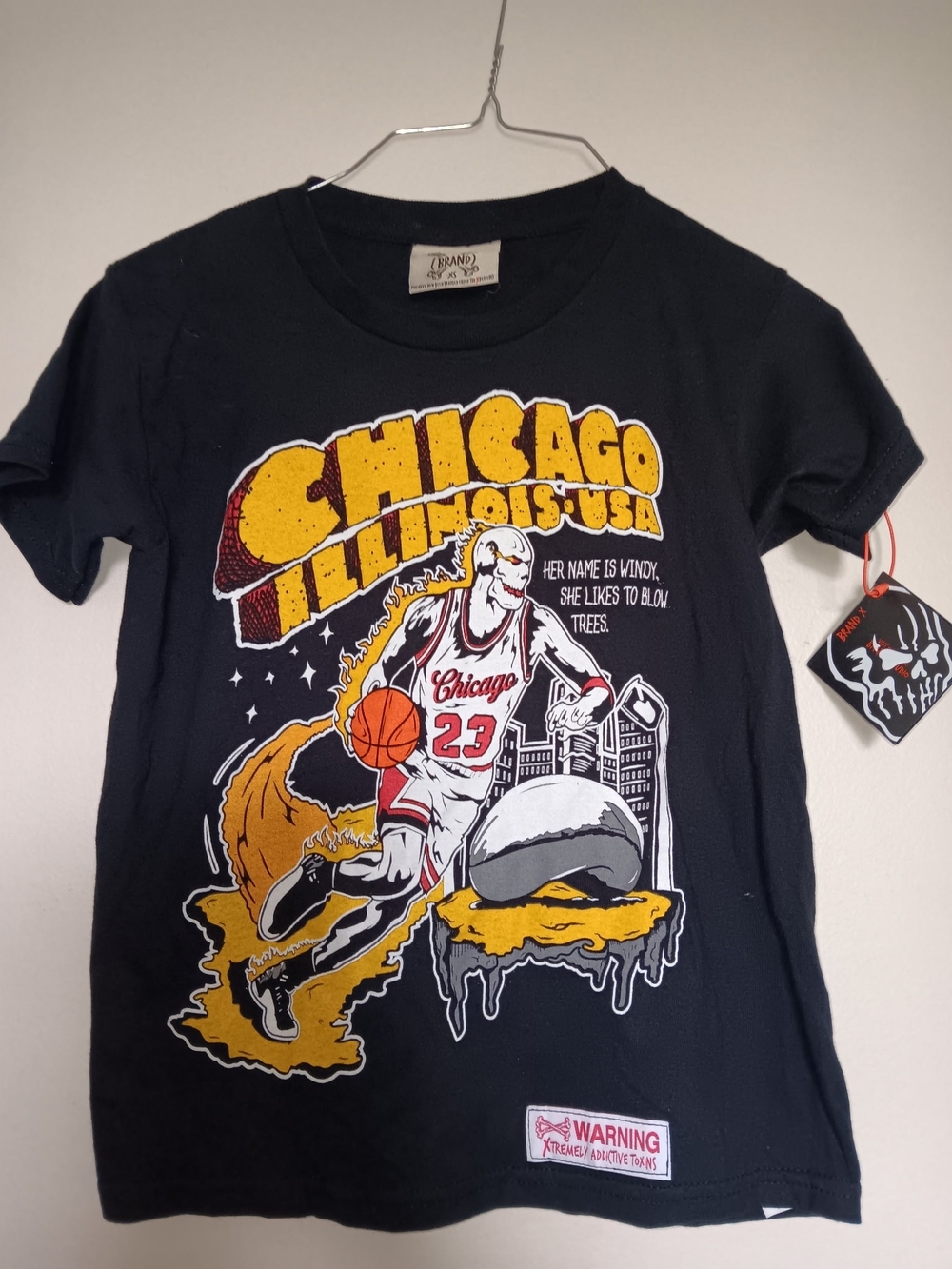 Kids Chicago Graphic Short Sleeve Tee - Black with Yellow & Red Print